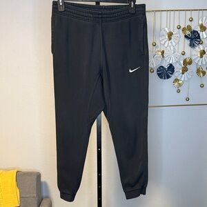 Nike Black Jogger Sweatpants with White Embroidered Logo size Medium